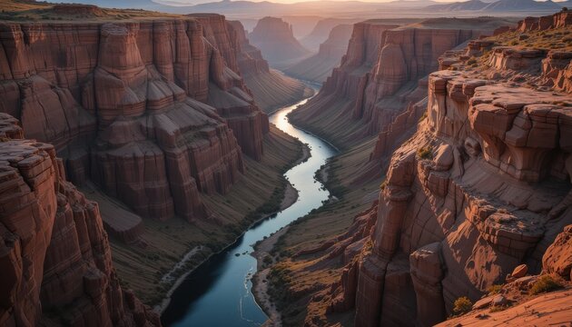 Breathtaking sunset over colorado river grand canyon landscape photography natural wonders panoramic view scenic beauty