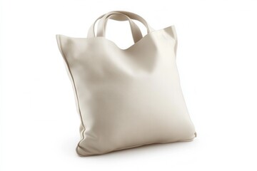 Obraz premium Beige Tote Bag with Iridescent Pattern on White Backgrounds description Beige tote bag with subtle