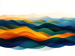 Abstract vector landscape with smooth flowing layered hills in warm earthy colors symbolizing tranquility and artistic harmony in a modern minimalistic design concept