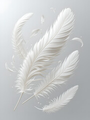 Obraz premium Soft White Feathers in Motion on Clear Transparent Background