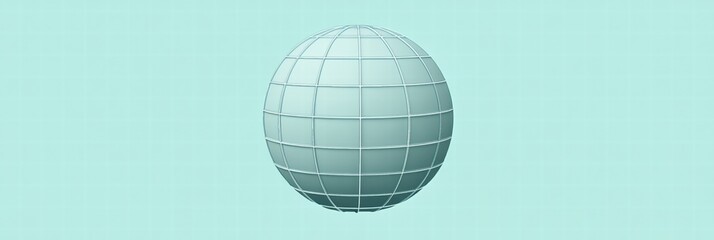 Sphere design with grid pattern on a soft turquoise background representing global concept and digital visualization. Generative AI