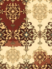 Seamless pattern, background. Colored vector illustration. In baroque, rococo, victorian, renaissance medieval style. In decorative style. Ethnic patterned ornate hand drawn.