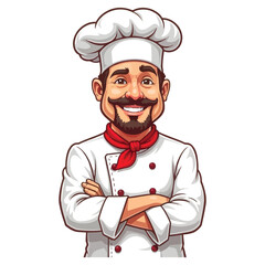 Chef Character Mascot Vector on Isolated Background