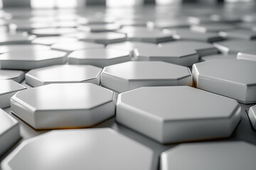 Obraz premium White Hexagons: A Clean and Contemporary Composition of Hexagonal Shapes on a White Background.