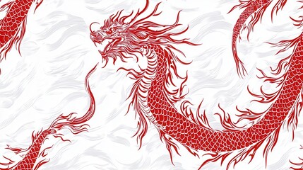 Asian Dragon Pattern Background