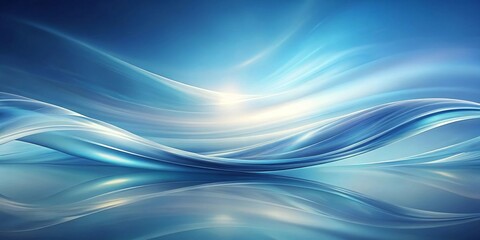 Naklejka premium Serene Blue Abstract Waves A calming digital illustration of flowing, luminous curves reflecting a tranquil atmosphere