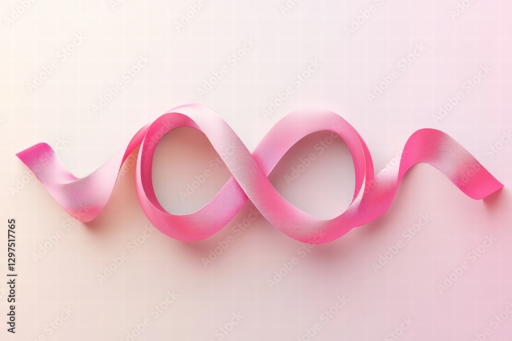 Poster creative arrangement of pink ribbon on soft background for crafting or decoration ideas. generative 