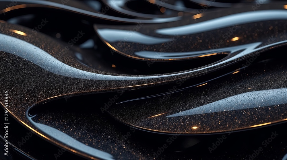 Poster A shiny black object with a shiny surface
