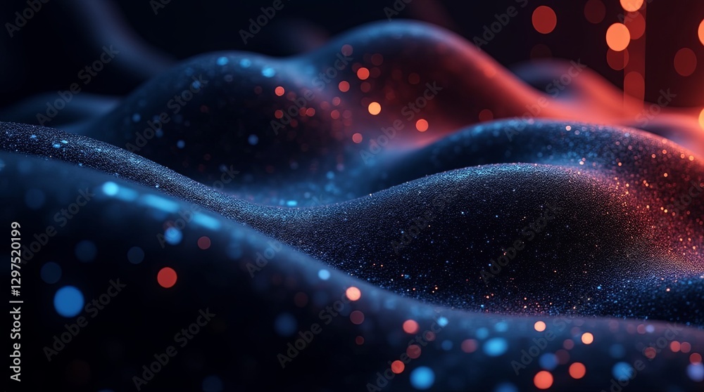 Poster a black and red surface with a lot of sparkles