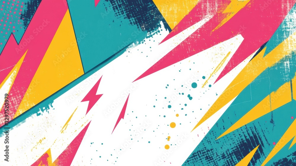 Aufkleber Dynamic abstract design featuring vibrant colors and geometric shapes in energetic composition. Generative AI