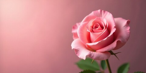 A Delicate Pink Rose Blossom in Soft Light, a Symbol of Elegance and Romance