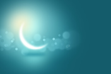 Moon shines on abstract Arabesque shadow background with traditional ornaments, Islamic Ramadan design.