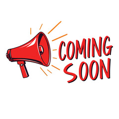 Trendy coming soon web release announcement background with megaphone