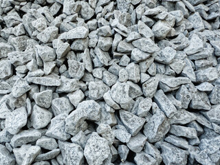 Pile of gravel or crushed stone for construction