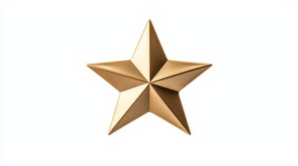 Obraz premium A three-dimensional gold star on a white background, symbolizing achievement and excellence.