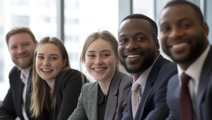 Fototapeta premium Diverse Business Team Smiling Confidently in Modern Office
