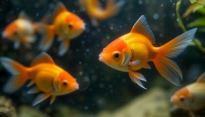 Fototapeta premium Golden Glow: Koi in their Element.