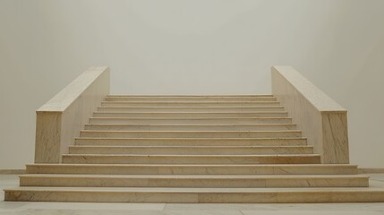 Beige Marble Stairs in Minimalist Interior