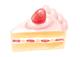 手描きのいちごの乗ったショートケーキ