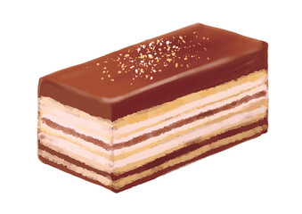 手描きの四角いチョコケーキ