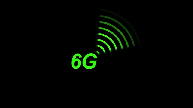 6G conection concept video animation black background.