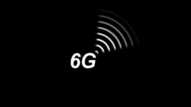 6G conection concept video animation black background.