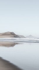 Serene Beach Landscape with Calm Waves and Pale Sand