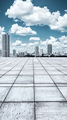 Fototapeta premium Modern Cityscape with Blue Sky and Cloud Background