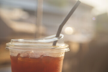 glass of ice black coffee