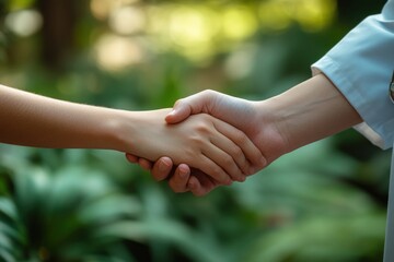Doctor and Patient Holding Hands in Caring Healthcare Setting