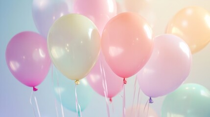 delicate floating balloons, cute and whimsical design generative ai