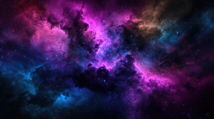 Naklejka premium Vibrant cosmic nebula with swirling colors and stars, depicting the beauty of space