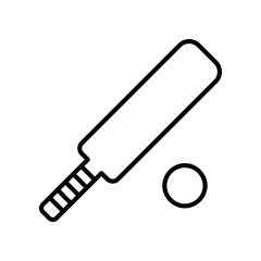 Black and White Outline of a Cricket Bat and Ball Minimal Design