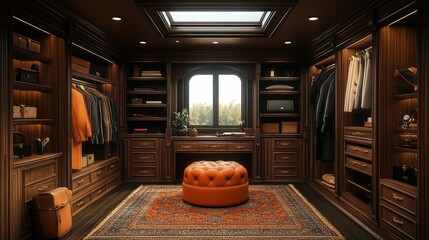 Luxurious Wooden Walk-in Closet Interior (11)