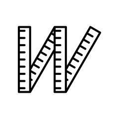 Typography Icon with Letter W Made from Measurement Ruler Design
