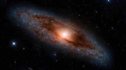 Fototapeta premium Stunning view of a spiral galaxy with glowing core, surrounded by distant stars in the universe