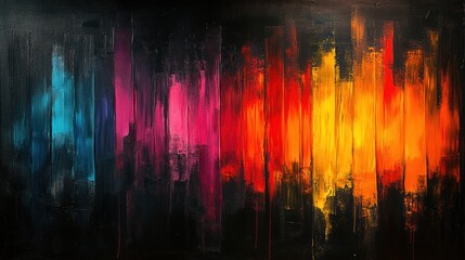 Abstract Expressionist Glitch Background with Dark Texture and Bright Streaks of Light