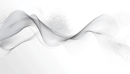 Abstract grey waves on white background with dotted patterns