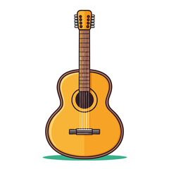 Obraz premium Front View Acoustic Guitar Vector Illustration, A vector illustration of an acoustic guitar from the front, highlighting its body, sound hole, and strings. 