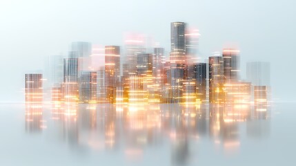 Fototapeta premium Dynamic urban skyline at dusk cityscape photography modern architecture reflective environment aesthetic viewpoint