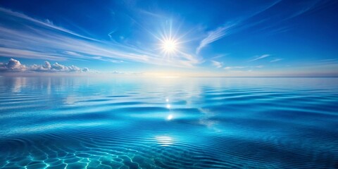 Serene Ocean Horizon at Sunrise A Breathtaking View of Calm Waters and a Radiant Sun