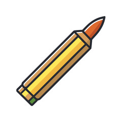 Yellow Crayon with Orange Tip Vector Illustration, A vibrant vector illustration of a yellow crayon with an orange tip, designed with clean lines and a bold color palette.
