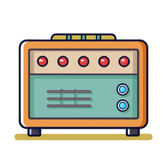 Vintage Radio Vector Illustration, A colorful vector illustration of a vintage radio with knobs, buttons, and a retro design.
