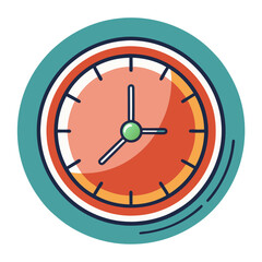 Vintage Clock Vector Illustration, A simple vector illustration of a vintage clock with a colorful frame and traditional time markings.
