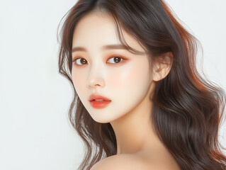 Naklejka premium 결점 없는 피부를 가진 젊은 여성의 클로즈업 뷰티 초상화 