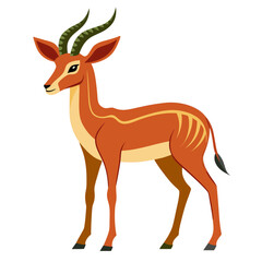 Standing Antelope Vector Illustration with Horns, A vector illustration of a standing antelope with horns, ideal for wildlife, safari, and nature-themed visuals.
