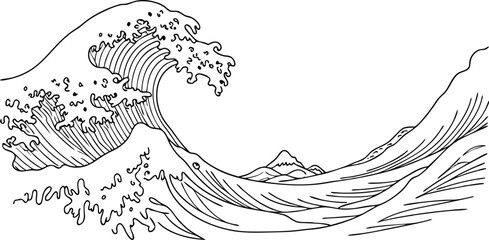 wave kanagawa black and white