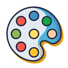 Fototapeta premium Vector Illustration of a Colorful Artist Palette, A vibrant vector illustration of an artist's palette with colorful paint spots, symbolizing creativity and art. 