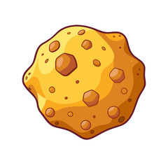 Vector Illustration of a Yellow Asteroid with Craters, A colorful vector illustration of a yellow asteroid with small craters, floating in space.

