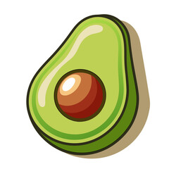 Vector illustration of an avocado, Vector design of a sliced avocado with a seed, ideal for food, nutrition, and healthy eating themes.
